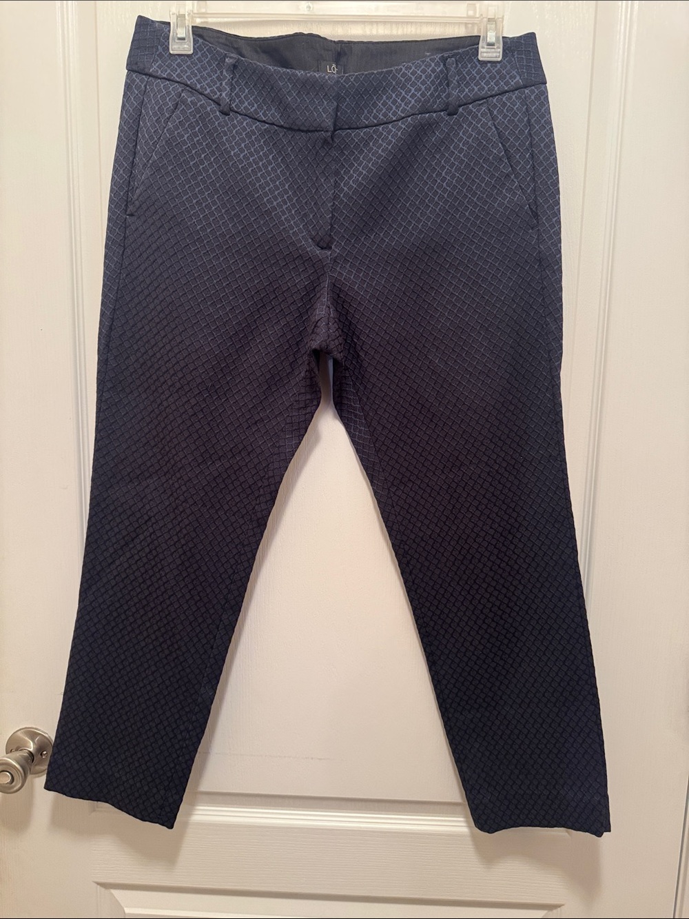 LOFT Marisa Skinny Navy Diamond Textured Pants - Women’s Size 12